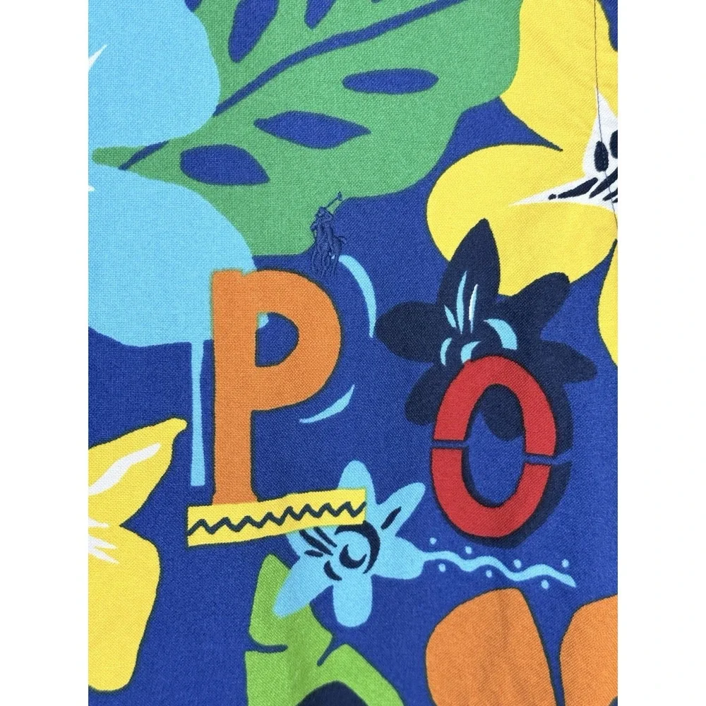 Polo Ralph Lauren AOP Tropical Print Oxford SS Button Up Dress Shirt Camp Large